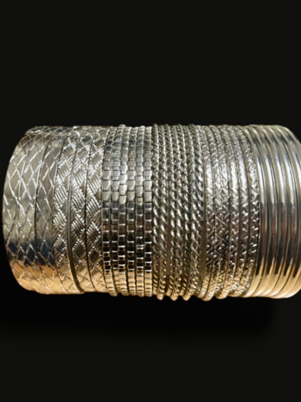 Urban Outfitters Silver-Tone Textured Bangle Bracelet Set